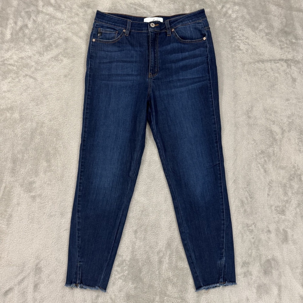 Kancan Jeans Womens 11 Blue Skinny Cropped Ankle Zip Raw Hem Modal Stretch